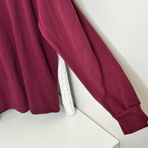 Galaxy by Harvic Burgundy V Neck Long Sleeve Thermal Shirt 4XL - Picture 3 of 5